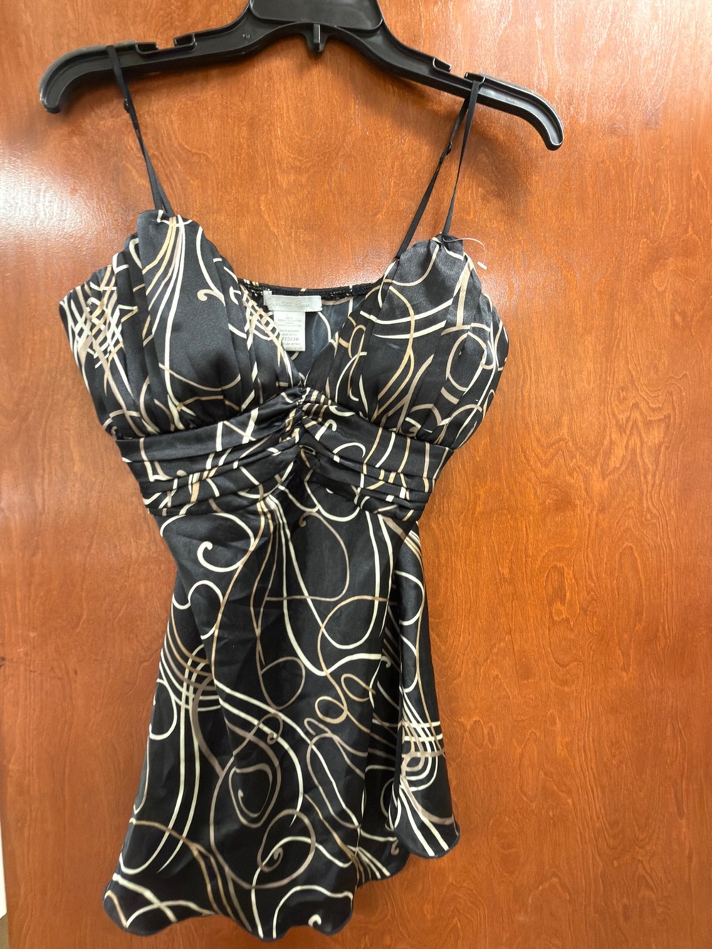 Charlotte Russe Black Camisole with‎ Cream Abstract Swirl Print